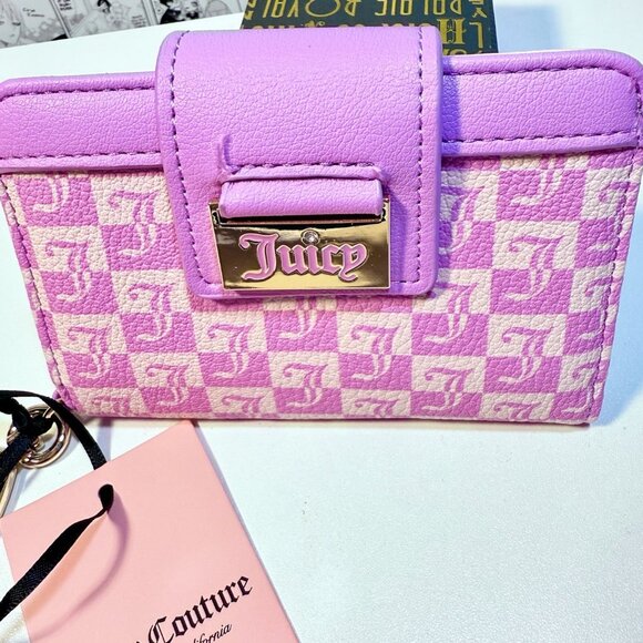 NWT Juicy Couture Miss Juicy Tab Card Wallet Violet Tulle Sand - Picture 2 of 9